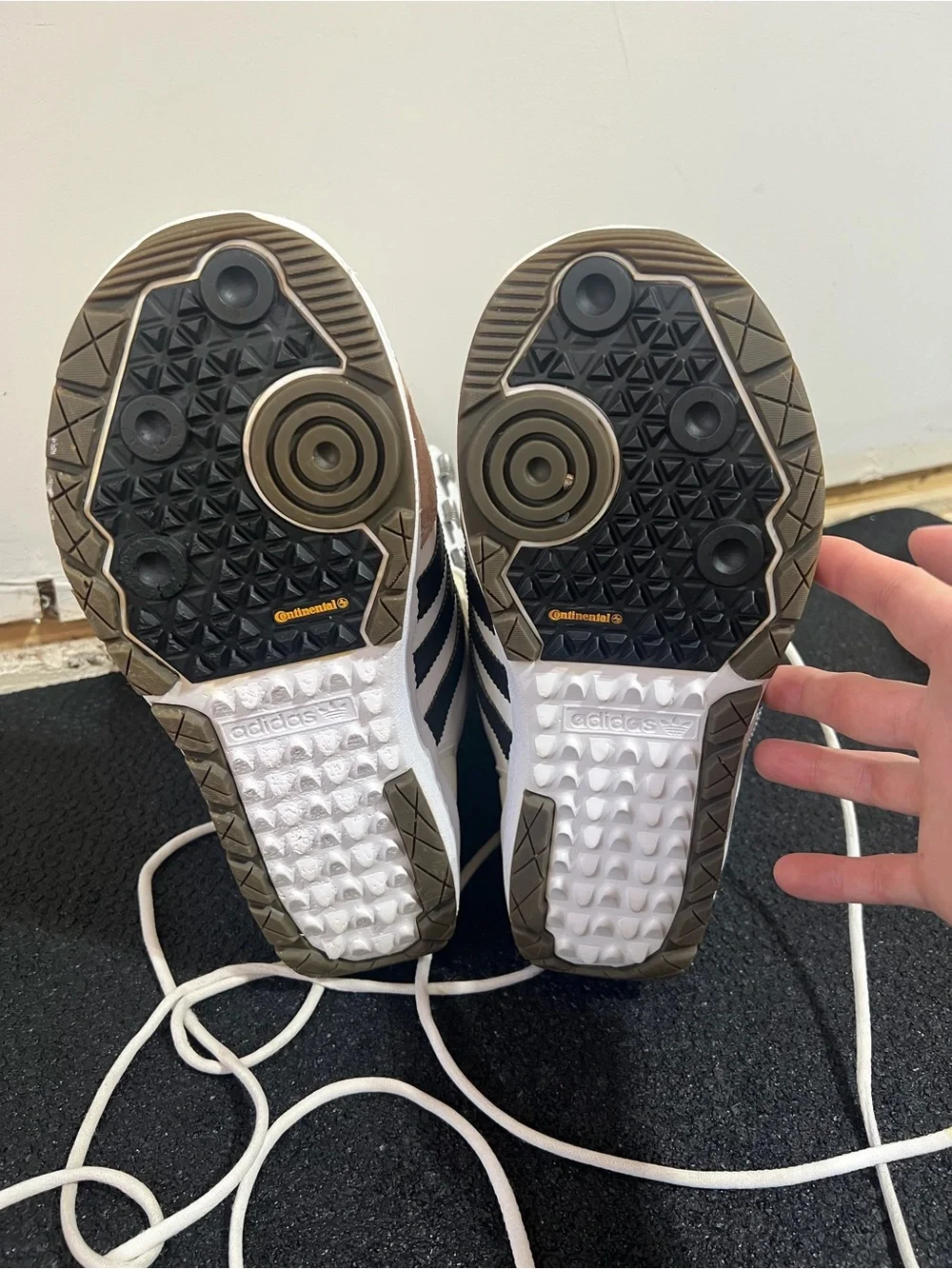 adidas White and Black Samba Snowboard Boots with Tan Accents